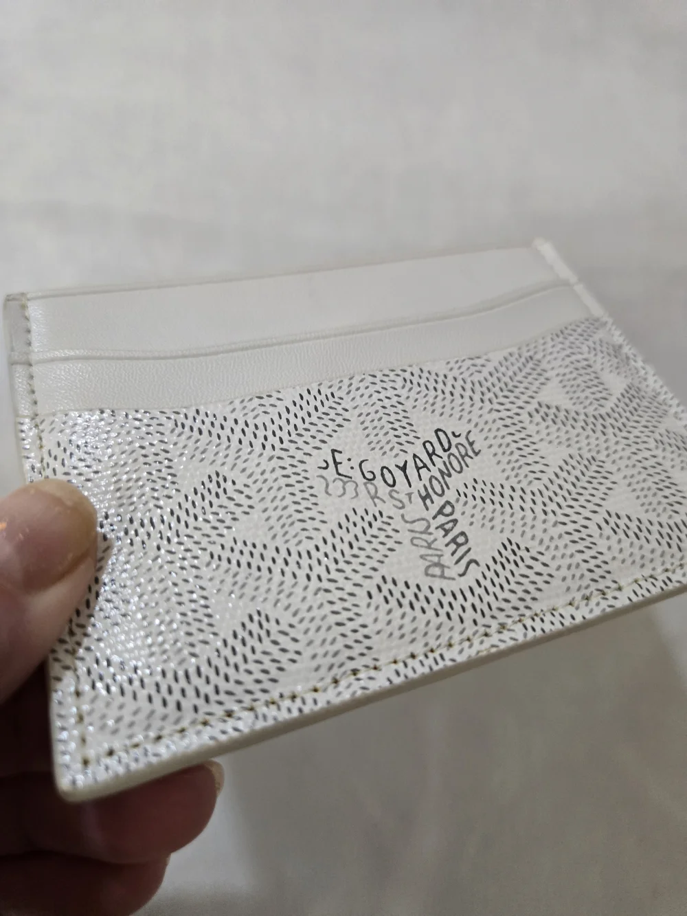 Leather White Patterned Card Holder